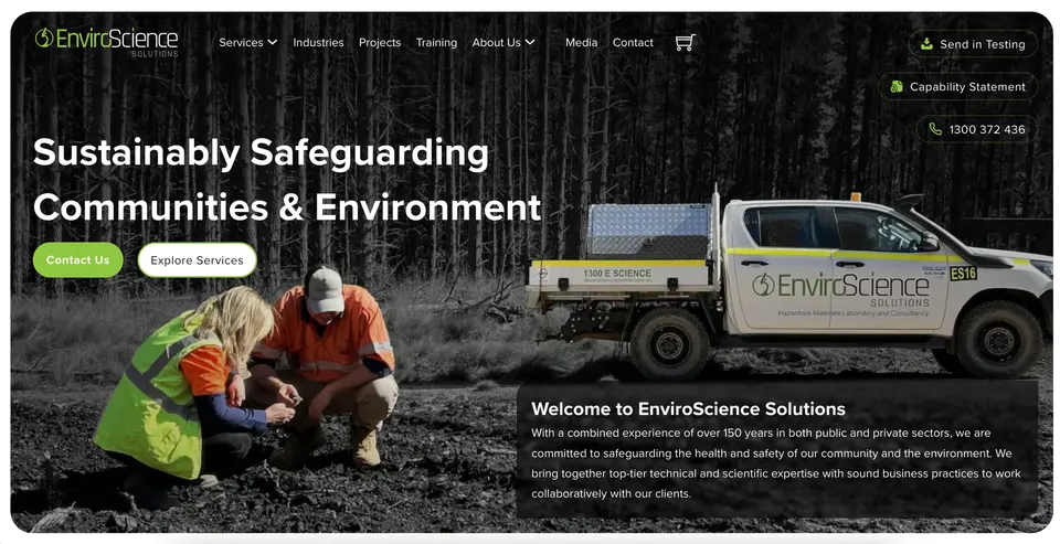 The rebuilt EnviroScience Solutions website